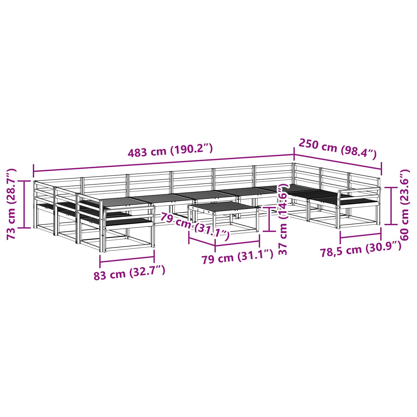 Outdoor-Sofagarnitur 11 pcs Weiß Massivholz Akazie