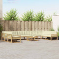 Outdoor-Sofagarnitur mit Kissen 11 pcs Weiß und Creme
