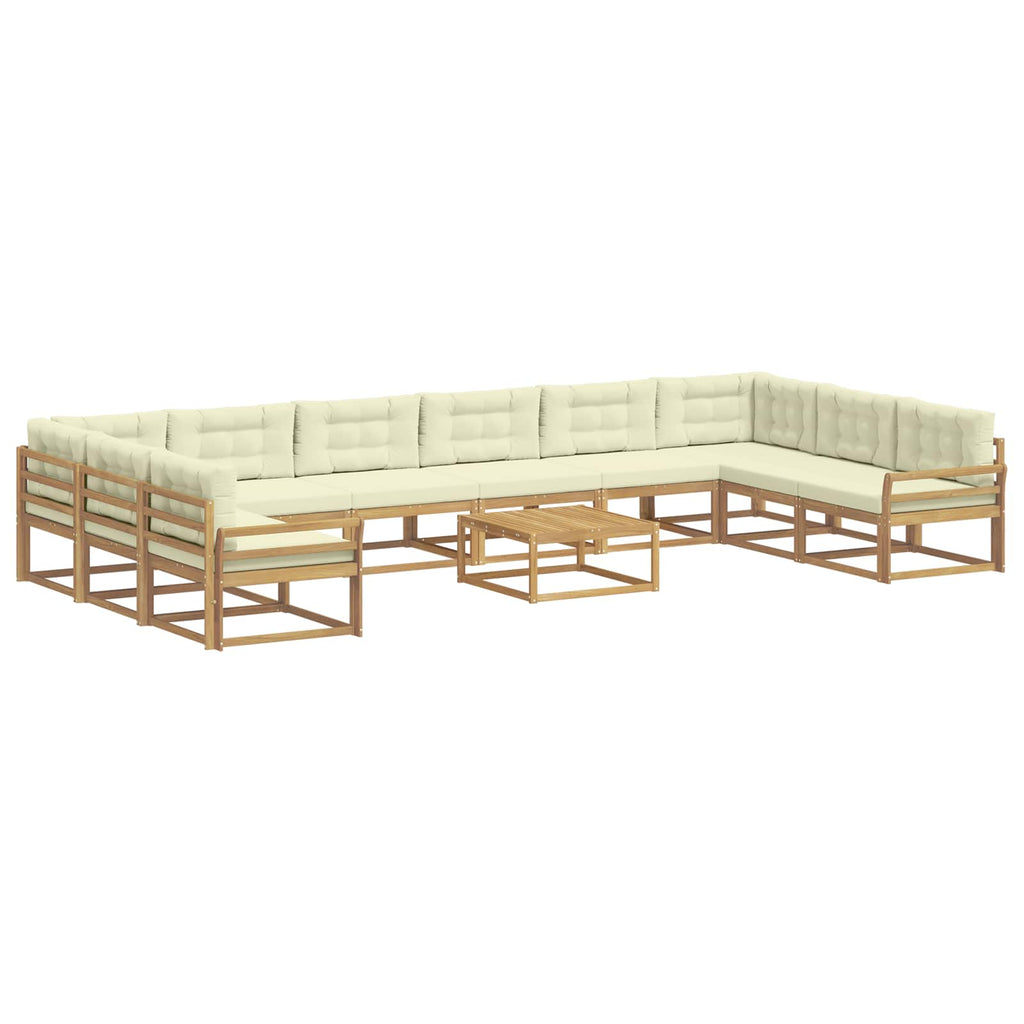 Outdoor-Sofagarnitur mit Kissen 11 pcs Weiß und Creme