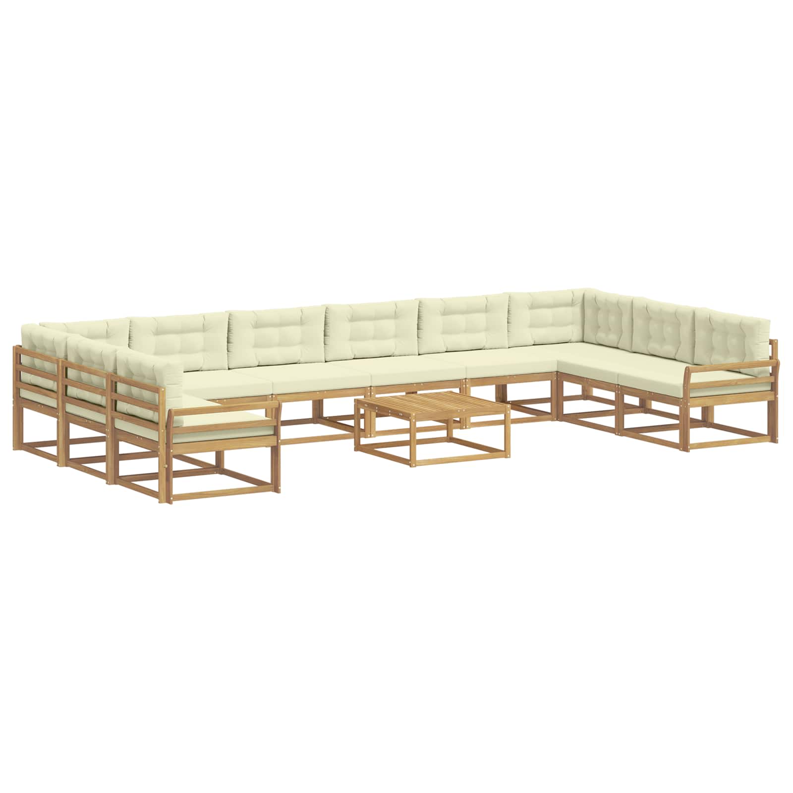 Outdoor-Sofagarnitur mit Kissen 11 pcs Weiß und Creme