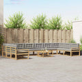 Outdoor-Sofagarnitur mit Kissen 11 pcs Weiß und Hellgrau