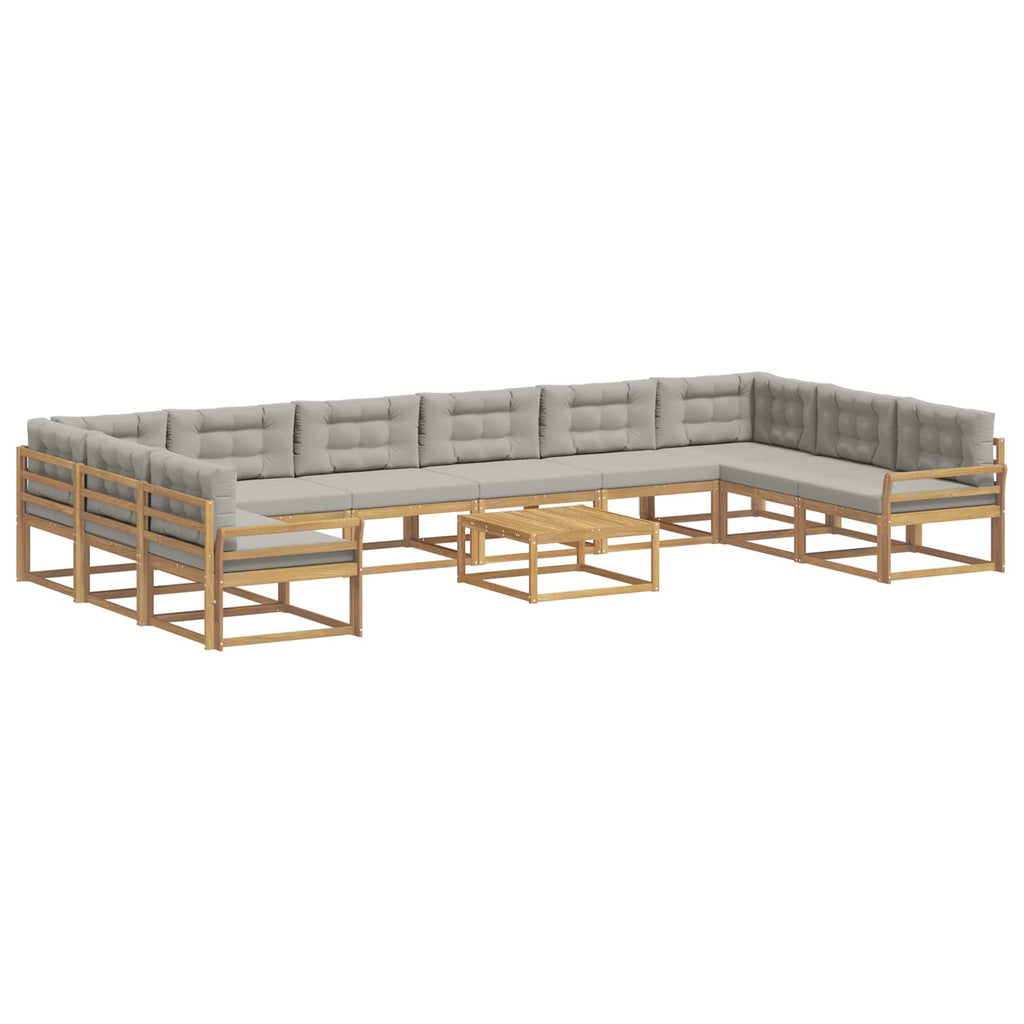 Outdoor-Sofagarnitur mit Kissen 11 pcs Weiß und Hellgrau