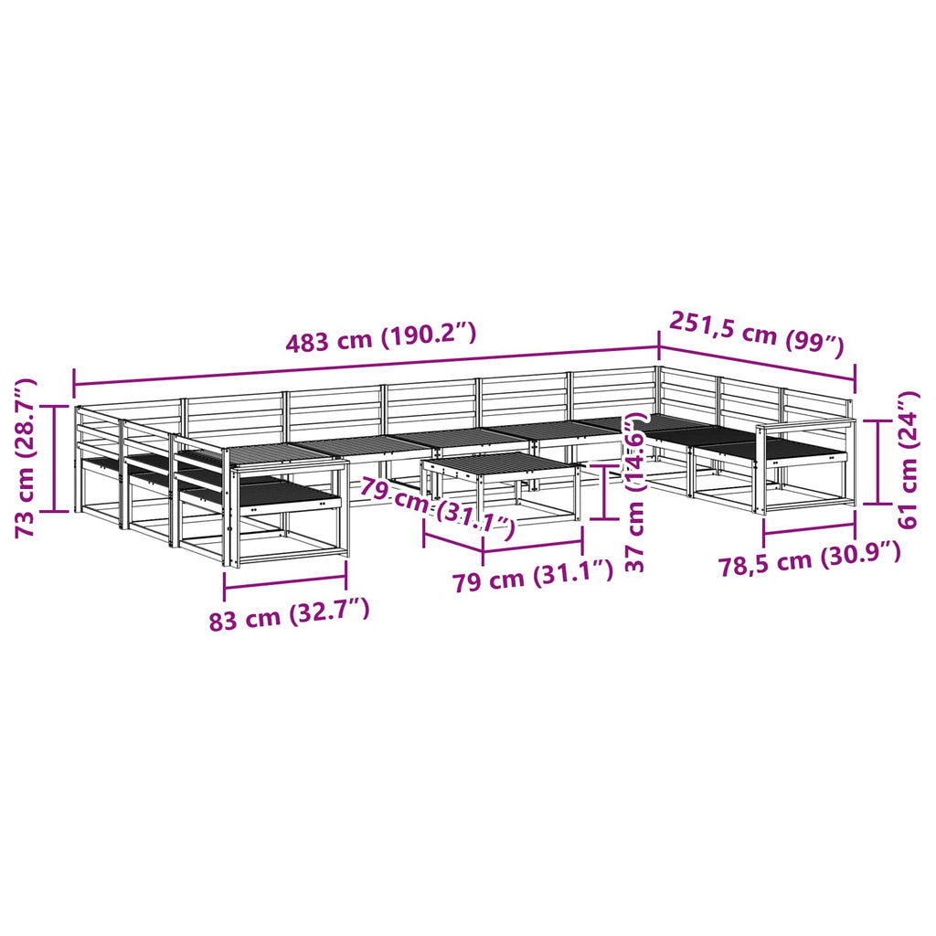 Outdoor-Sofagarnitur 11 pcs Weiß Massivholz Akazie