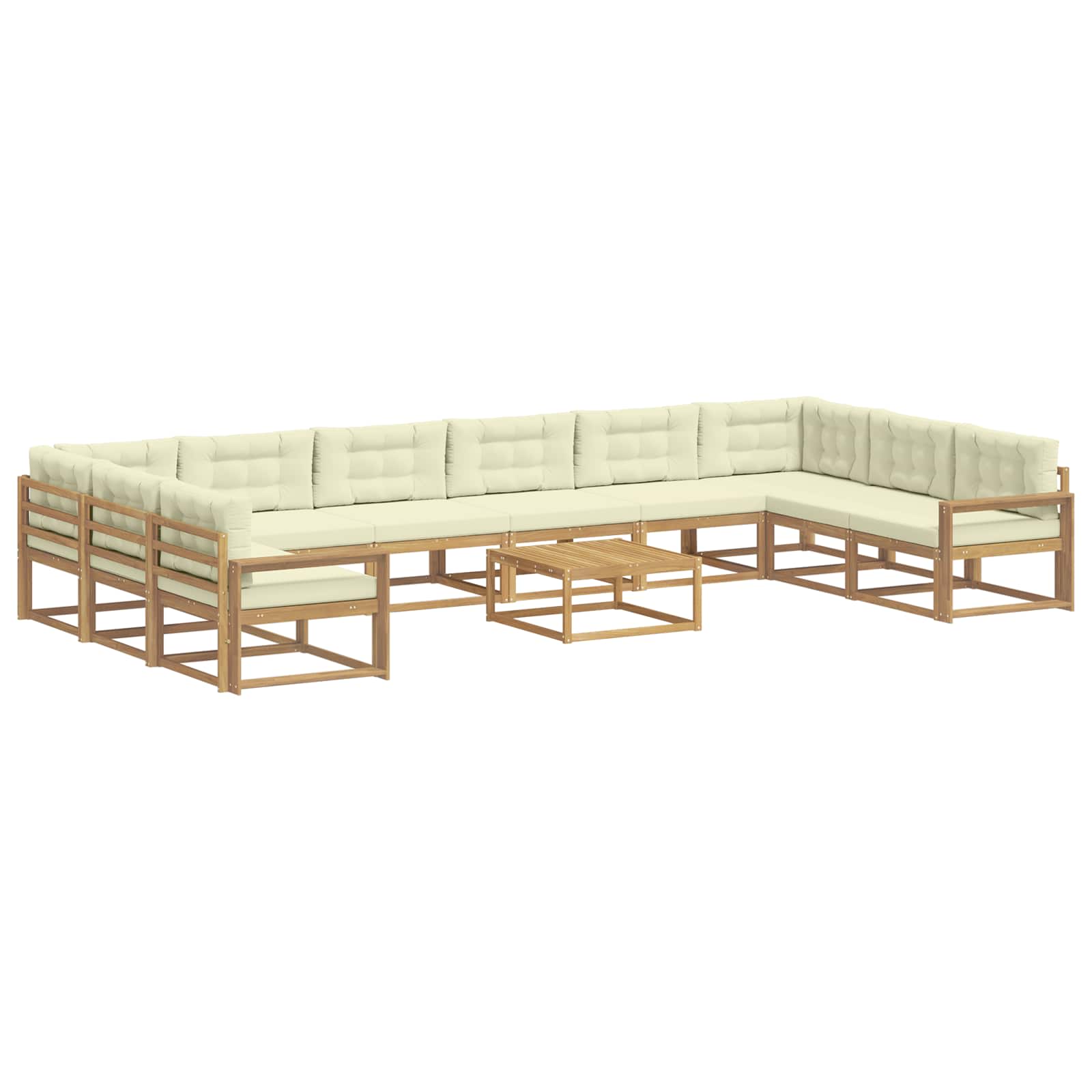 Outdoor-Sofagarnitur mit Kissen 11 pcs Weiß und Creme