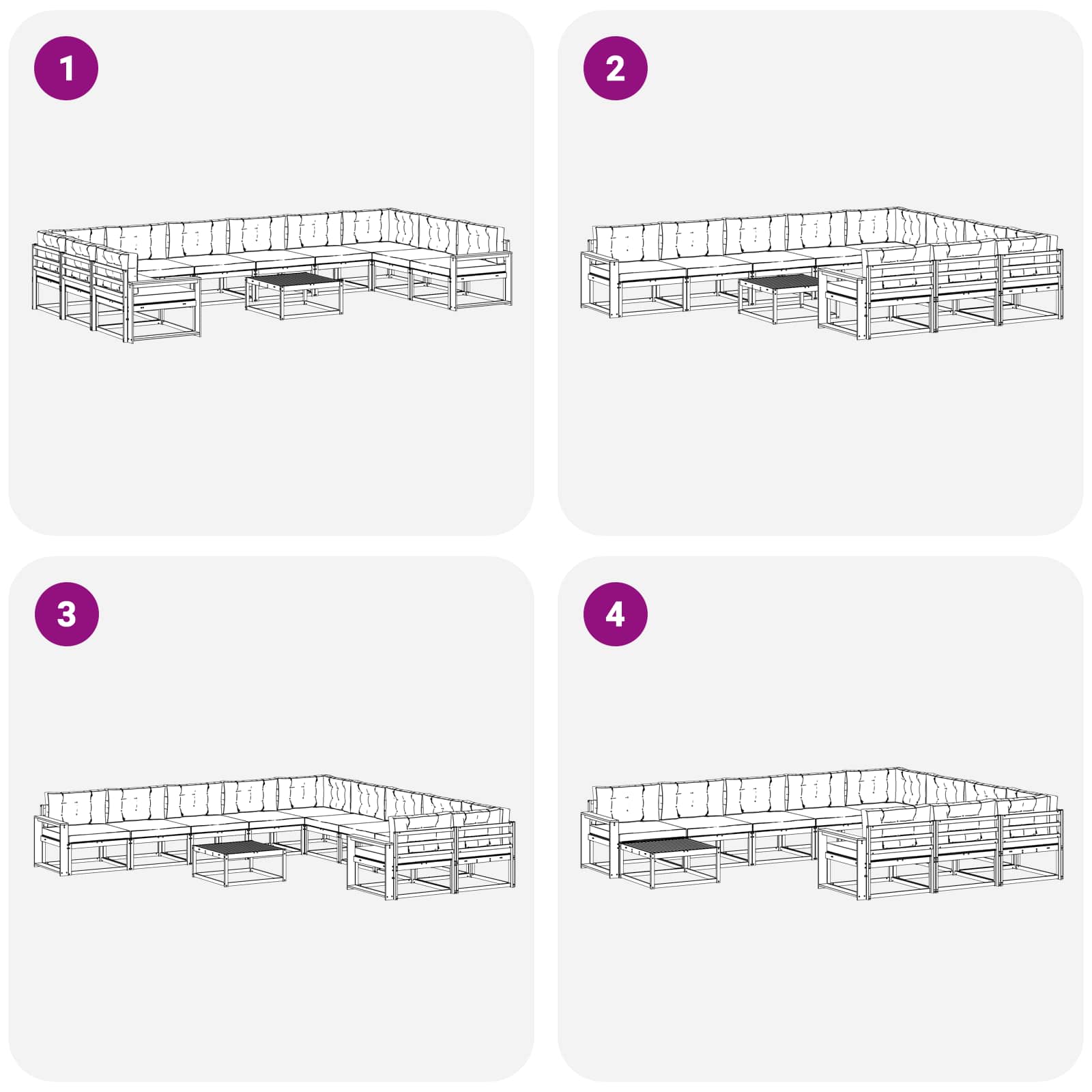 Outdoor-Sofagarnitur mit Kissen 11 pcs Weiß und Creme
