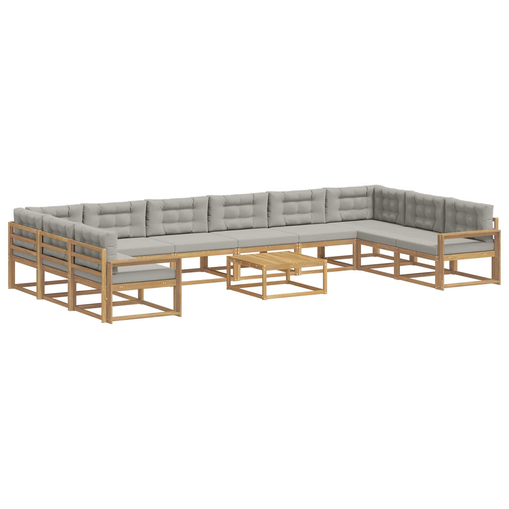 Outdoor-Sofagarnitur mit Kissen 11 pcs Weiß und Hellgrau
