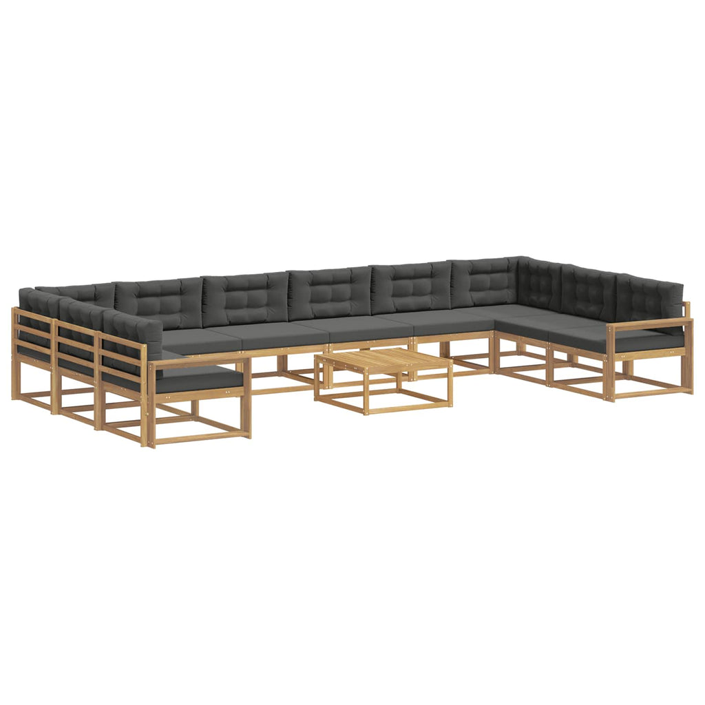 Outdoor-Sofagarnitur mit Kissen 11 pcs Weiß und Anthrazit