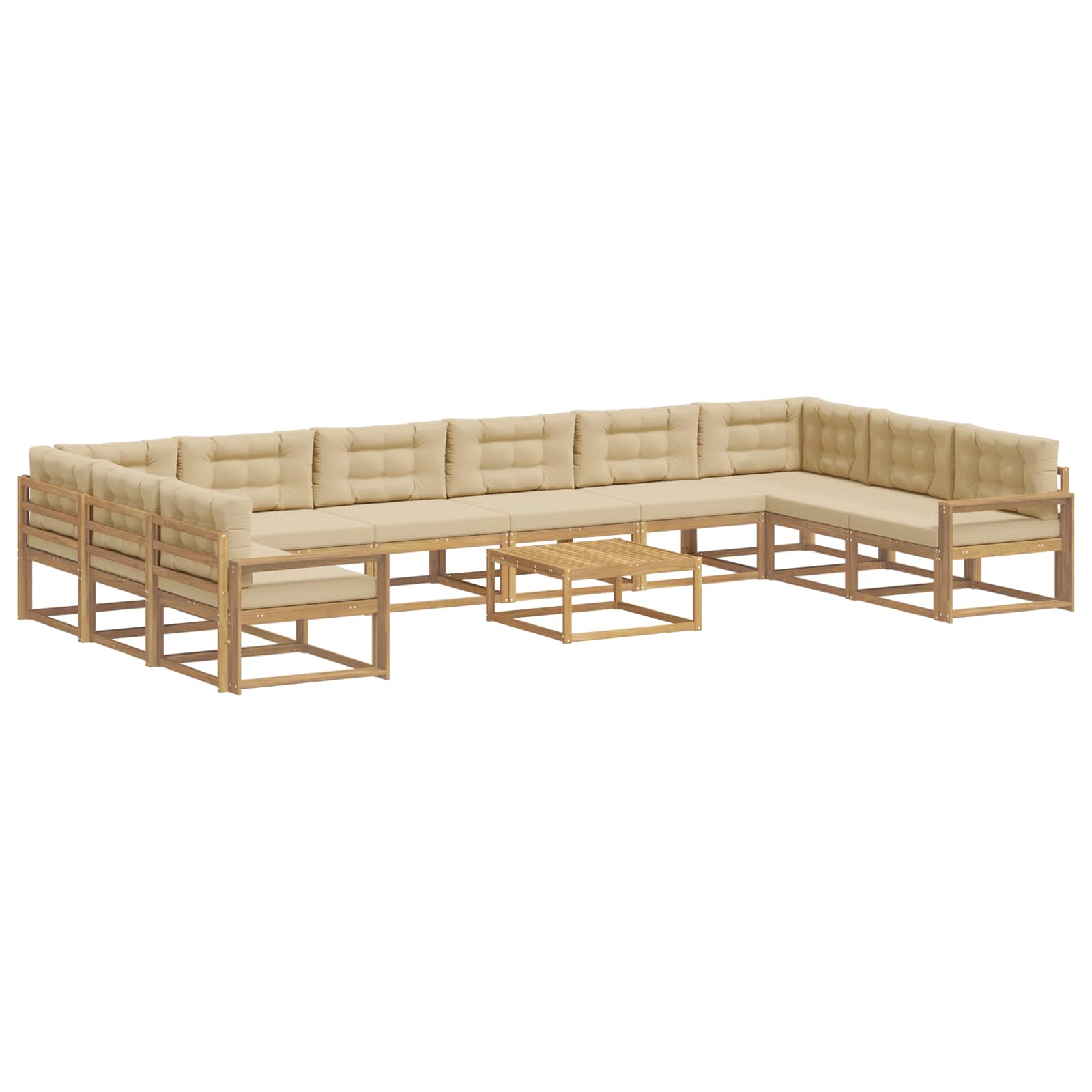Outdoor-Sofagarnitur mit Kissen 11 pcs Weiß und Beige
