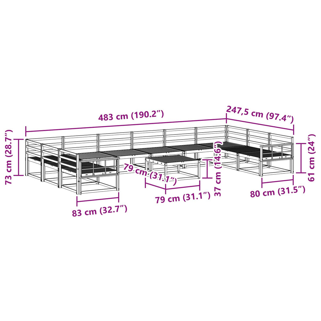 Outdoor-Sofagarnitur 11 pcs Weiß Massivholz Akazie