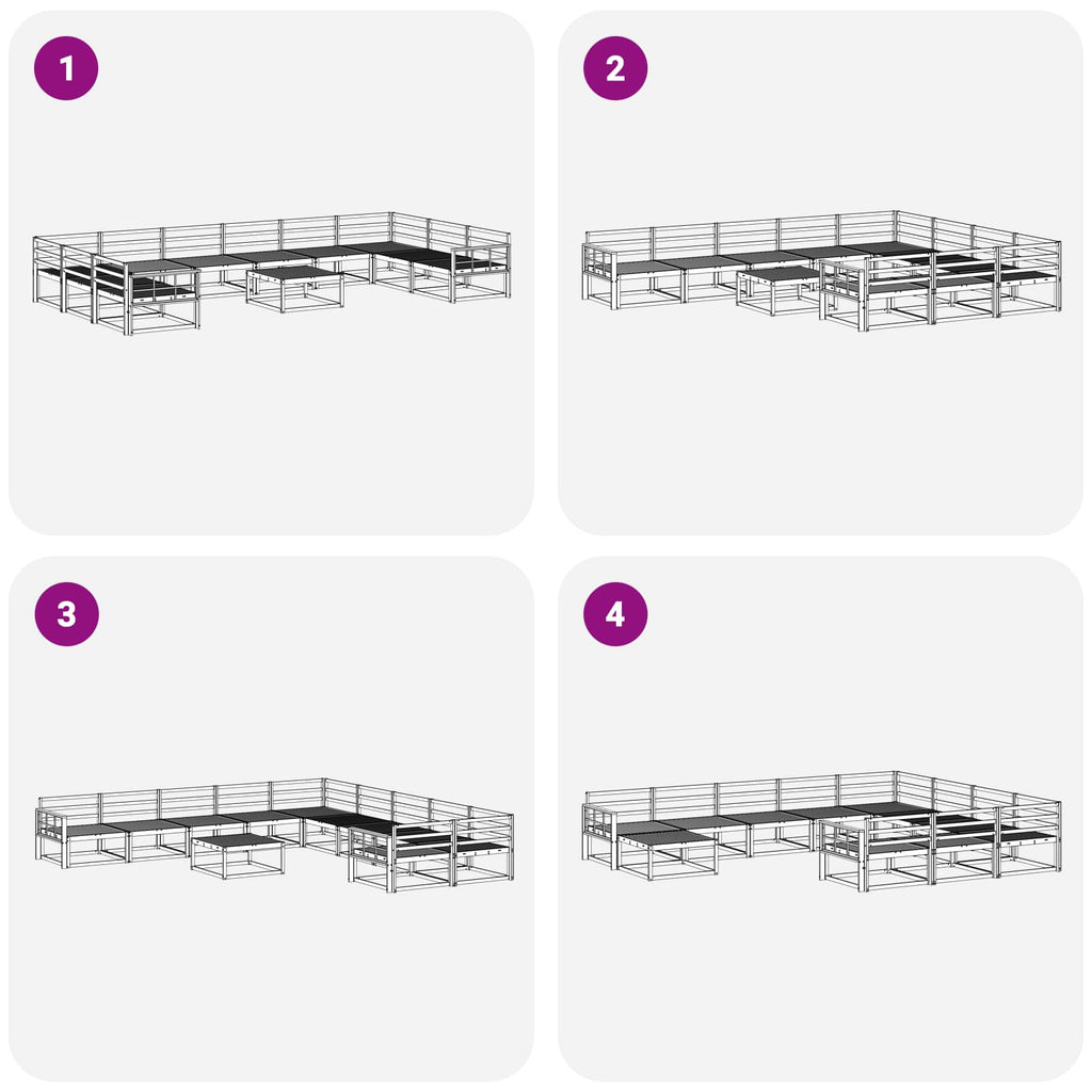 Outdoor-Sofagarnitur 11 pcs Weiß Massivholz Akazie