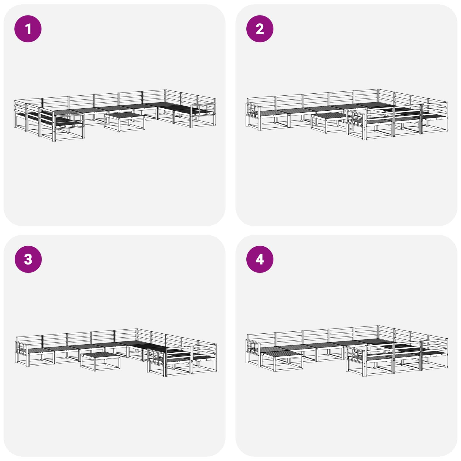 Outdoor-Sofagarnitur 11 pcs Weiß Massivholz Akazie