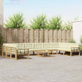 Outdoor-Sofagarnitur mit Kissen 11 pcs Weiß und Creme
