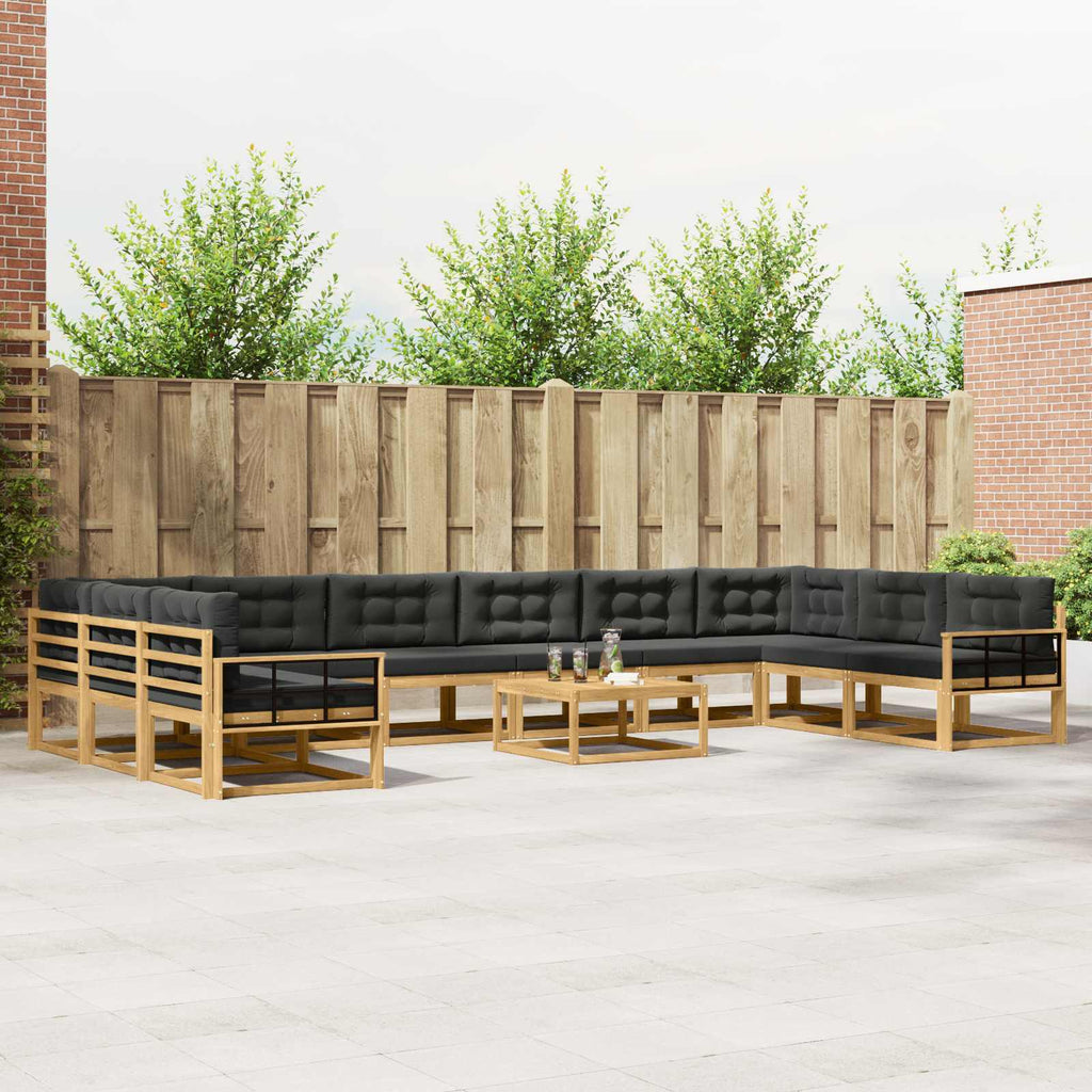 Outdoor-Sofagarnitur mit Kissen 11 pcs Weiß und Anthrazit