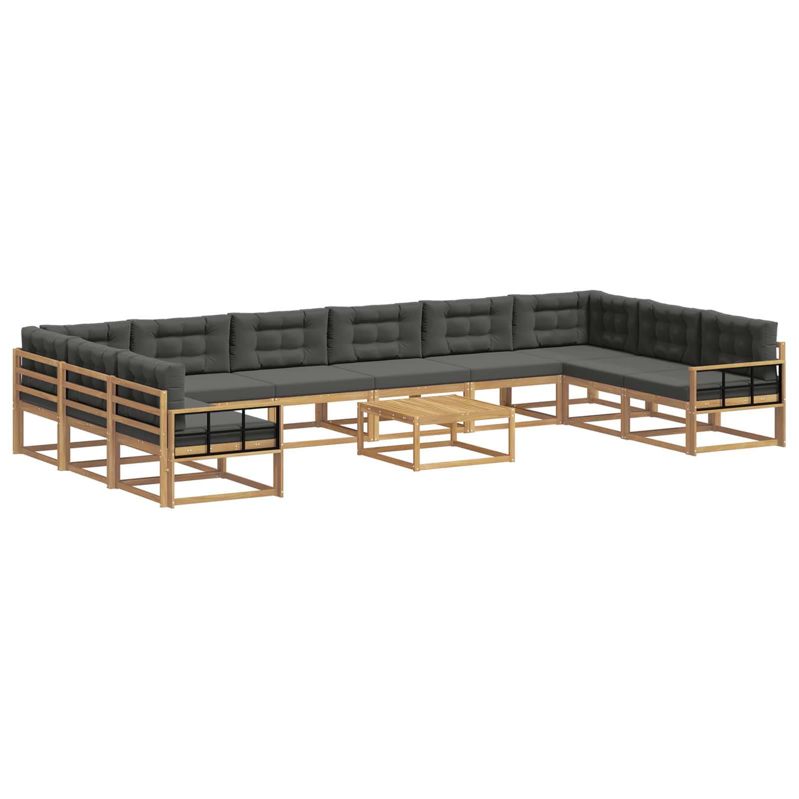 Outdoor-Sofagarnitur mit Kissen 11 pcs Weiß und Anthrazit
