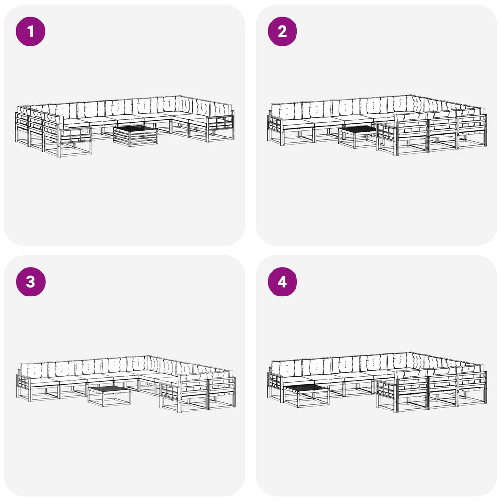 Outdoor-Sofagarnitur mit Kissen 11 pcs Weiß und Anthrazit
