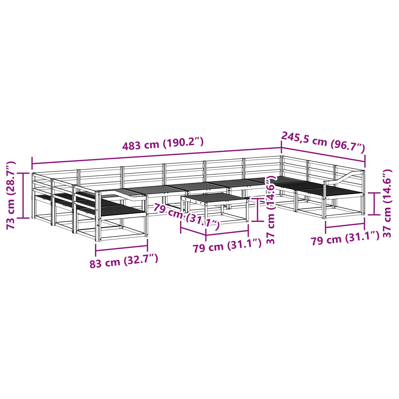 Outdoor-Sofagarnitur 11 pcs Weiß Massivholz Akazie