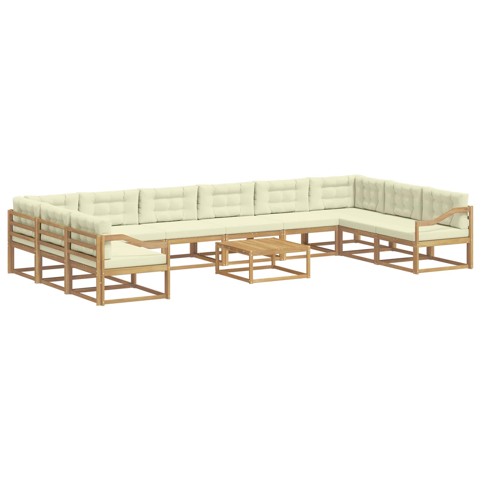 Outdoor-Sofagarnitur mit Kissen 11 pcs Weiß und Creme