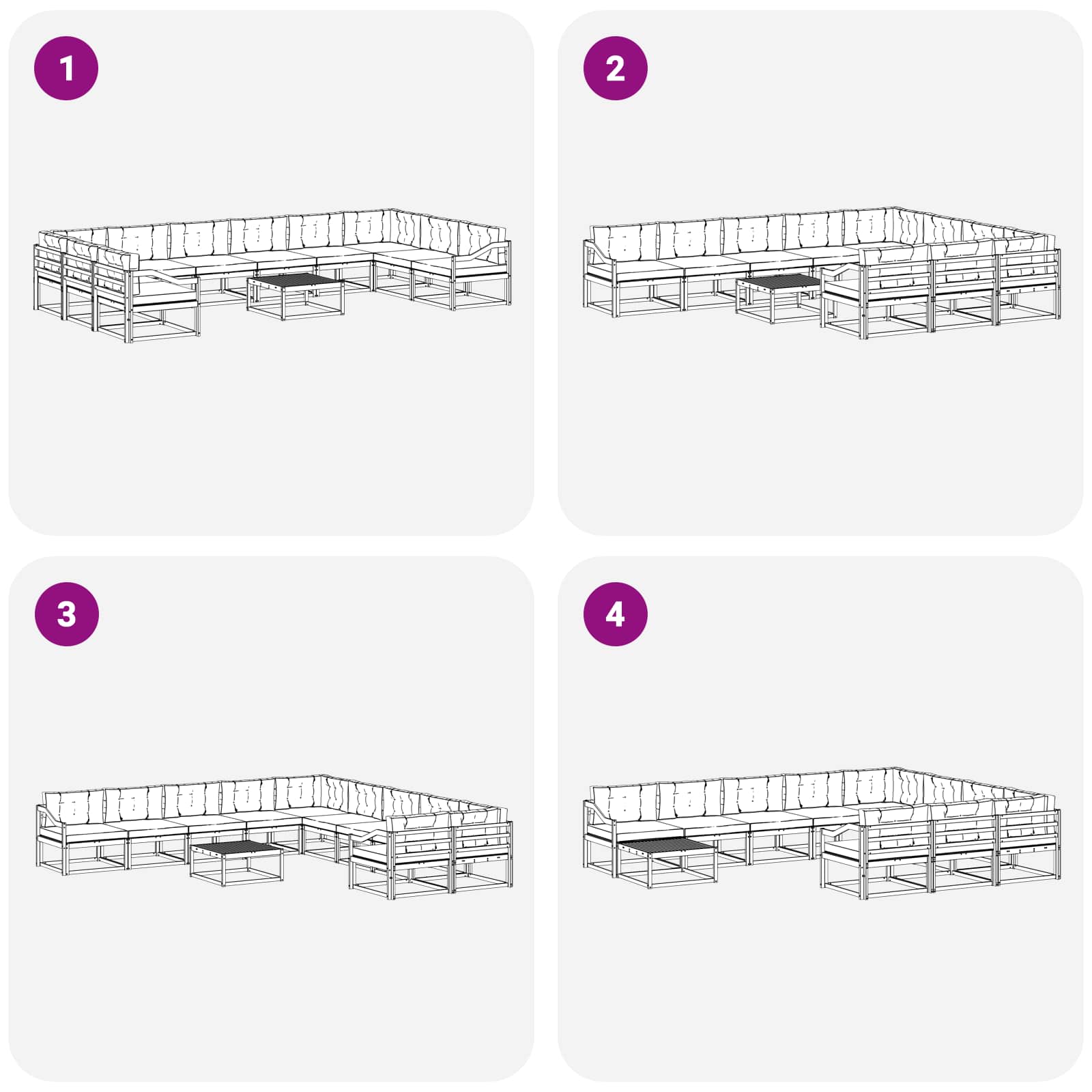 Outdoor-Sofagarnitur mit Kissen 11 pcs Weiß und Creme