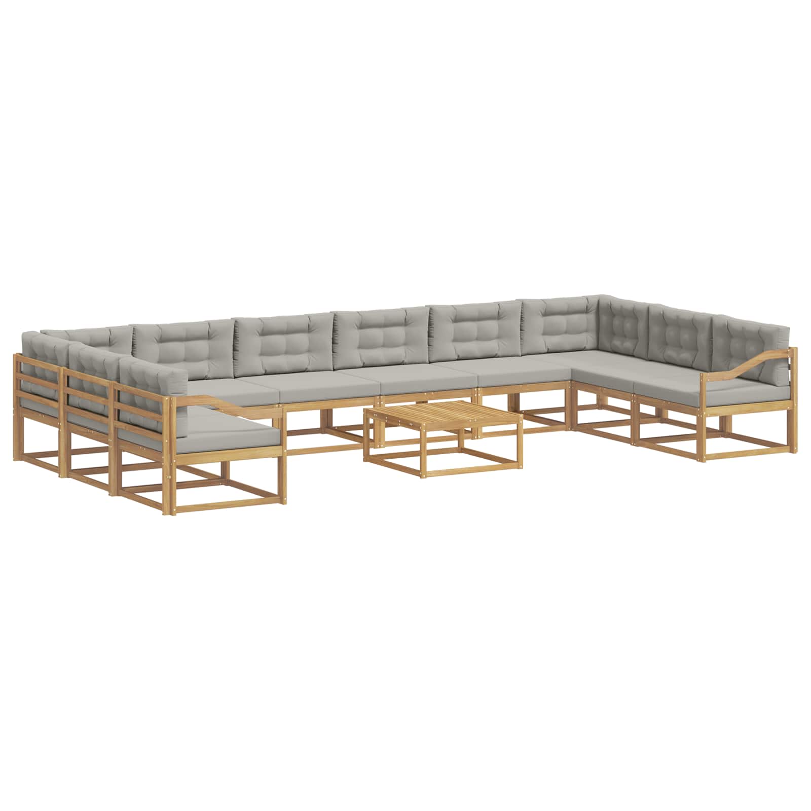 Outdoor-Sofagarnitur mit Kissen 11 pcs Weiß und Hellgrau