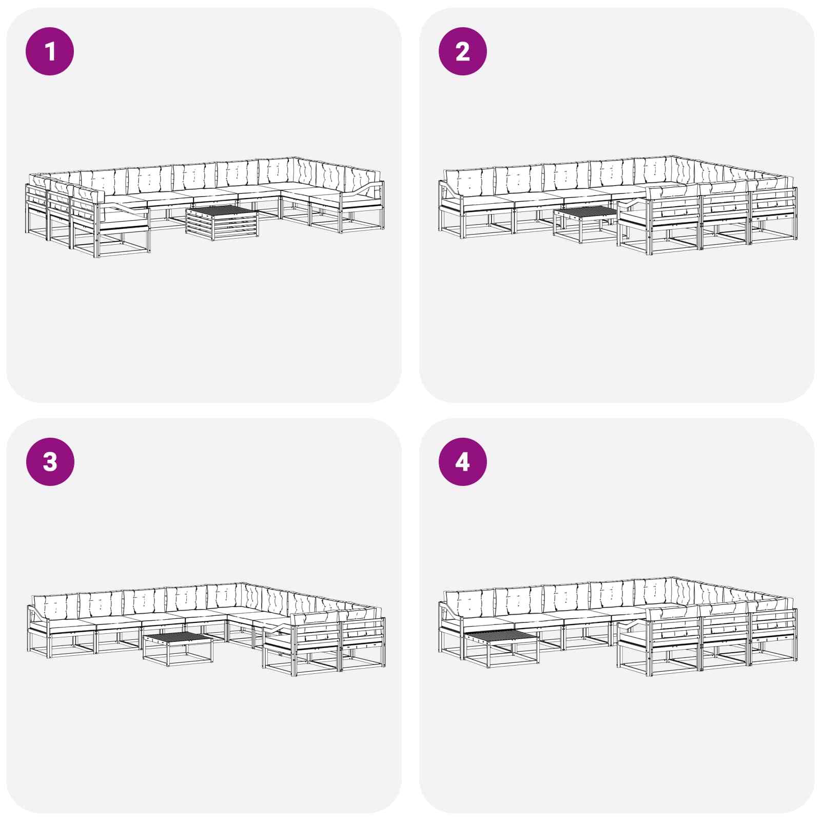 Outdoor-Sofagarnitur mit Kissen 11 pcs Weiß und Anthrazit