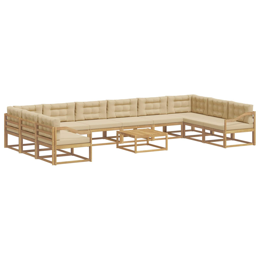 Outdoor-Sofagarnitur mit Kissen 11 pcs Weiß und Beige