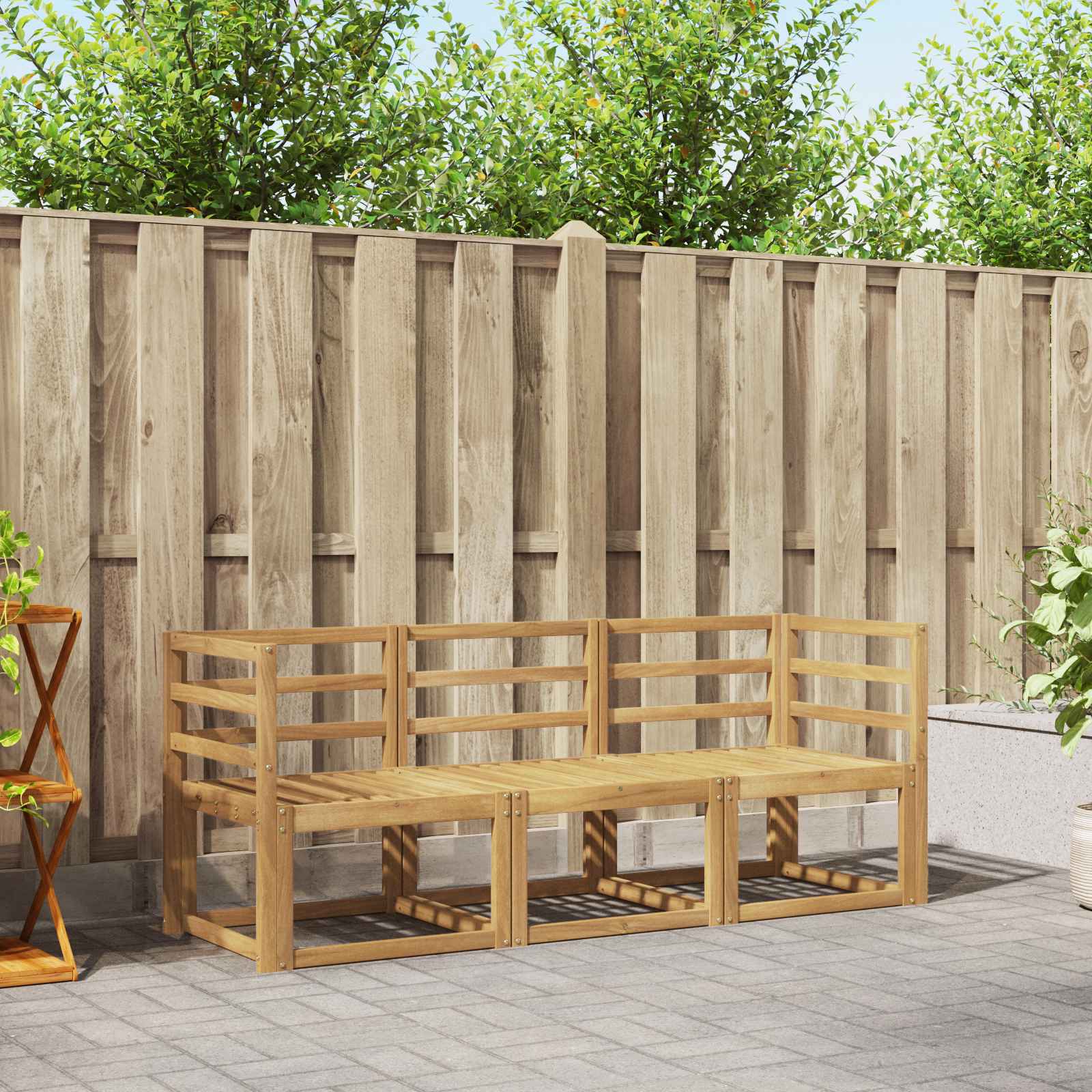 Outdoor-Sofagarnitur 3 pcs Weiß 185,5 x 63 x 73 cm