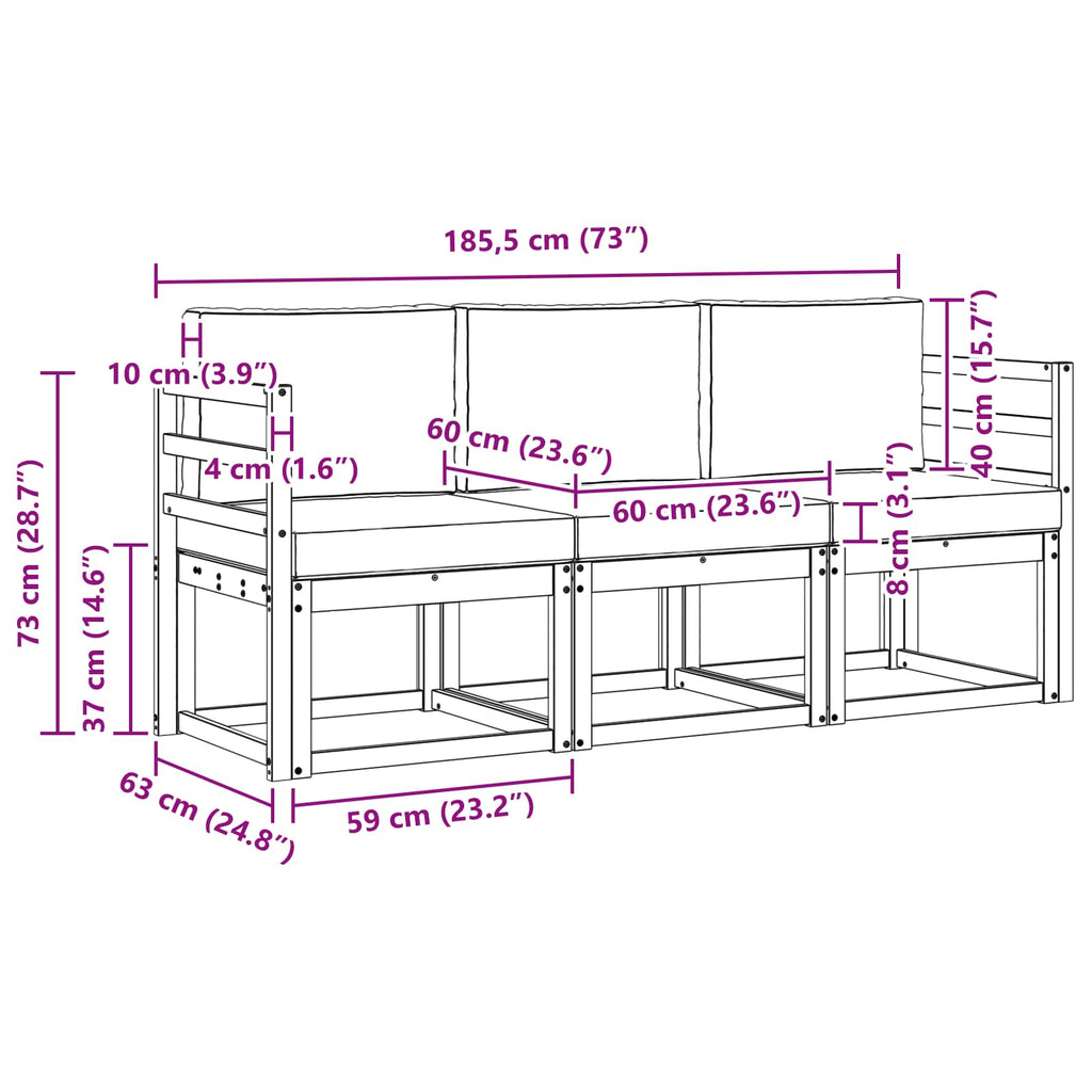Outdoor-Sofagarnitur 3 pcs