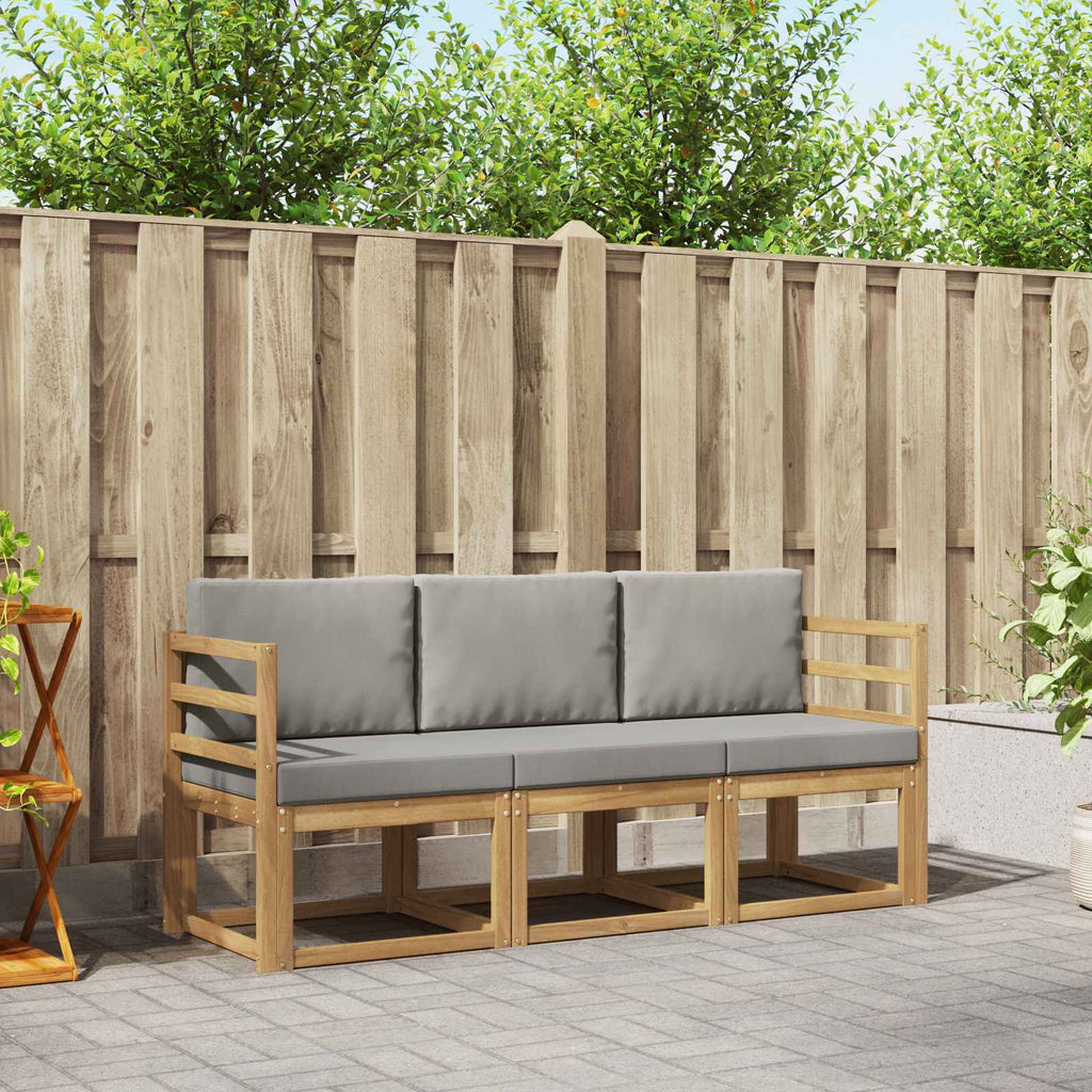 Outdoor-Sofagarnitur 3 pcs Weiß und Hellgrau 185,5 x 63 x 73 cm
