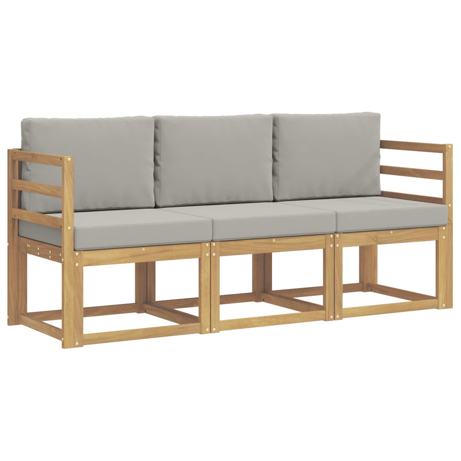 Outdoor-Sofagarnitur 3 pcs Weiß und Hellgrau 185,5 x 63 x 73 cm