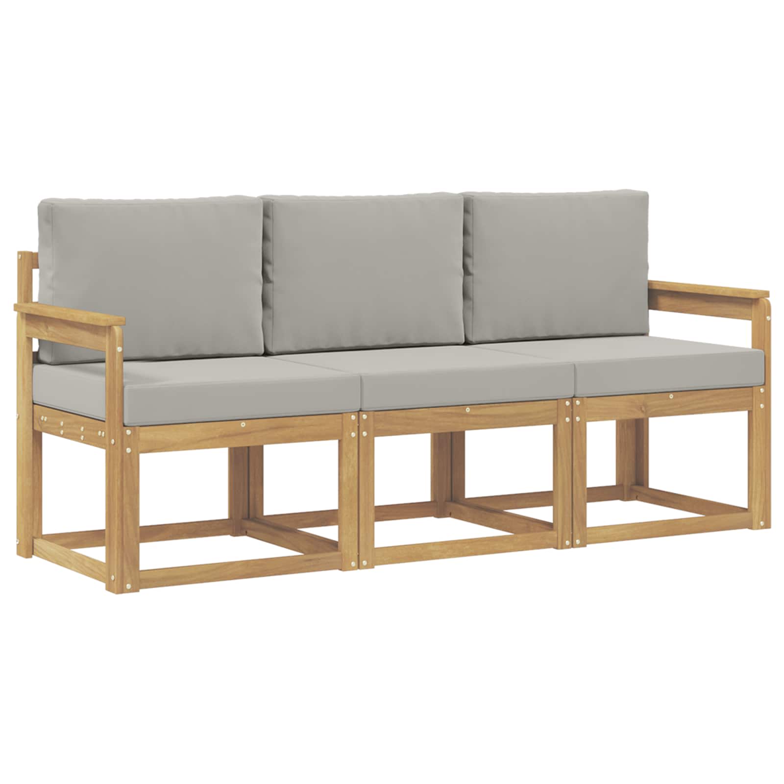 Outdoor-Sofagarnitur 3 pcs Weiß und Hellgrau 189,5 x 63 x 73 cm
