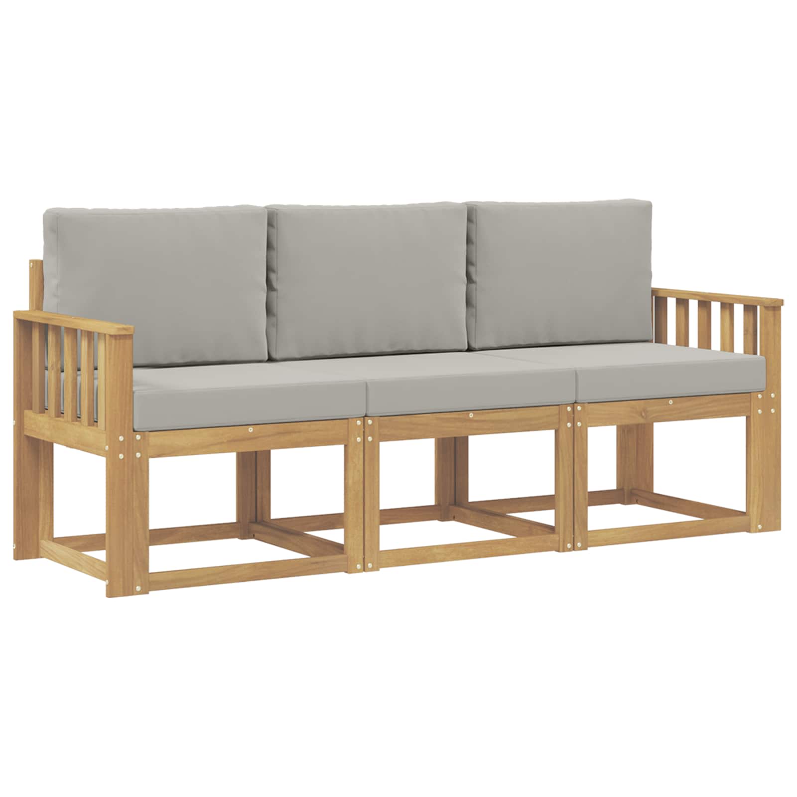 Outdoor-Sofagarnitur 3 pcs Weiß und Hellgrau 189,5 x 63 x 73 cm