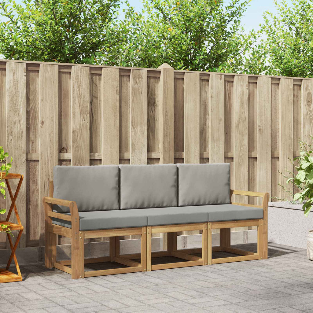 Outdoor-Sofagarnitur 3 pcs Weiß und Hellgrau 194 x 63 x 73 cm