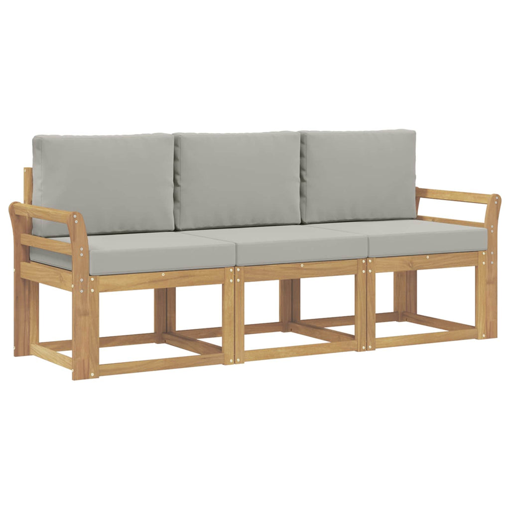 Outdoor-Sofagarnitur 3 pcs Weiß und Hellgrau 194 x 63 x 73 cm