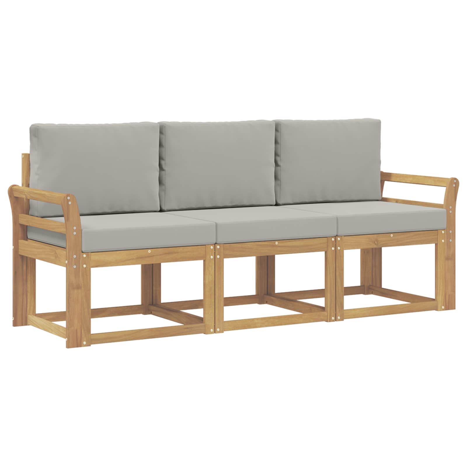 Outdoor-Sofagarnitur 3 pcs Weiß und Hellgrau 194 x 63 x 73 cm