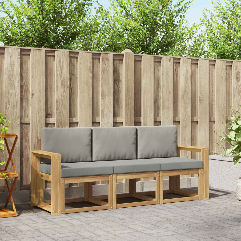Outdoor-Sofagarnitur 3 pcs Weiß und Hellgrau 197,5 x 63 x 73 cm
