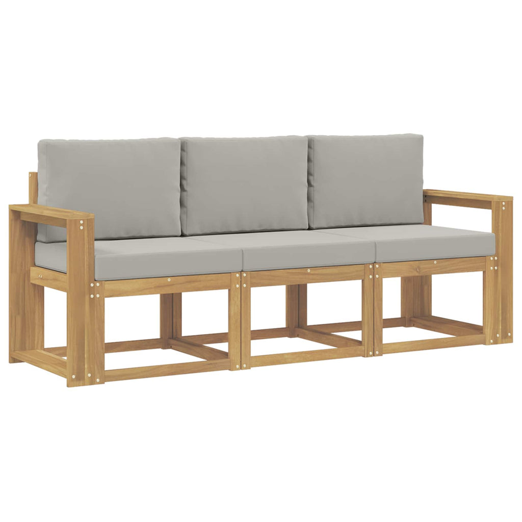 Outdoor-Sofagarnitur 3 pcs Weiß und Hellgrau 197,5 x 63 x 73 cm