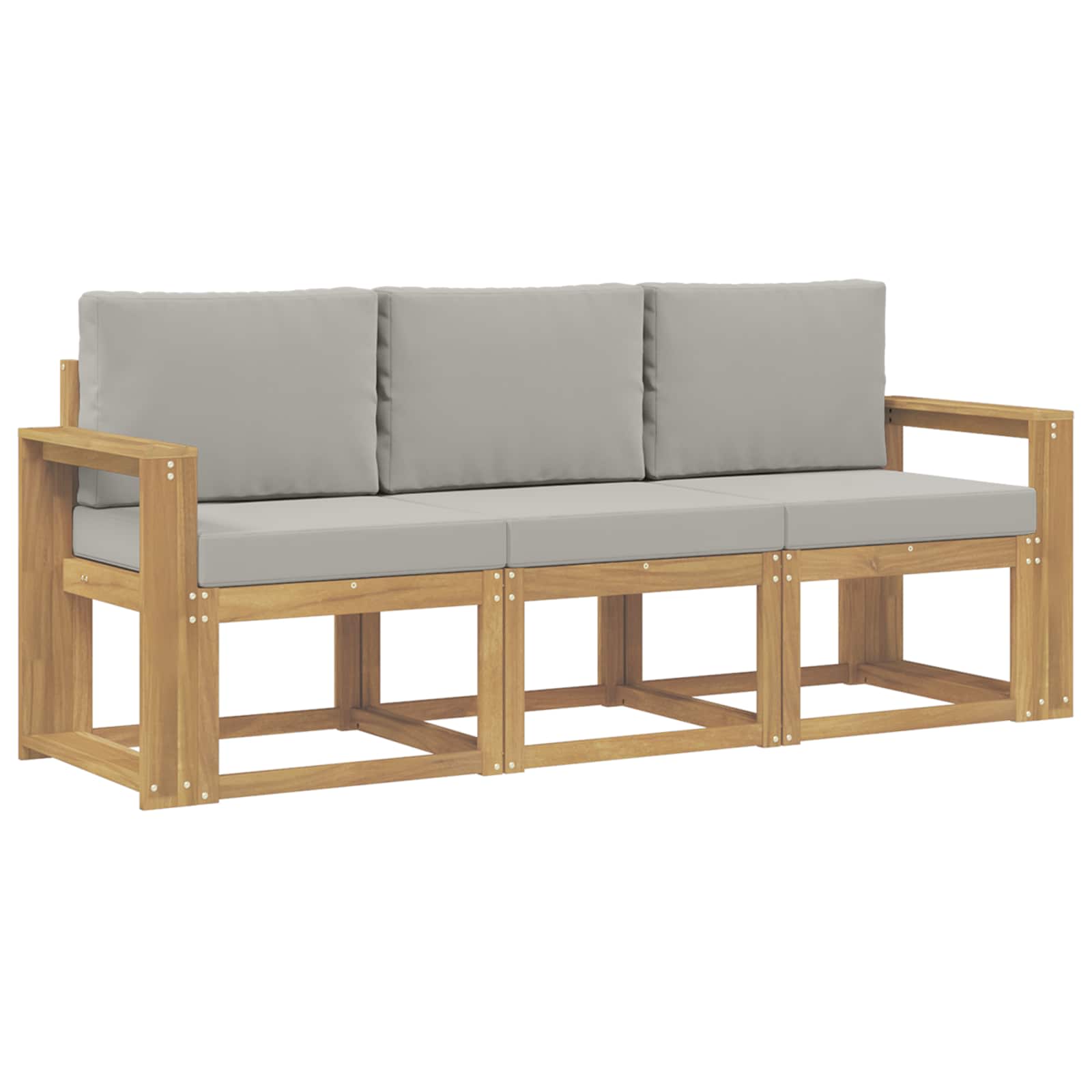 Outdoor-Sofagarnitur 3 pcs Weiß und Hellgrau 197,5 x 63 x 73 cm