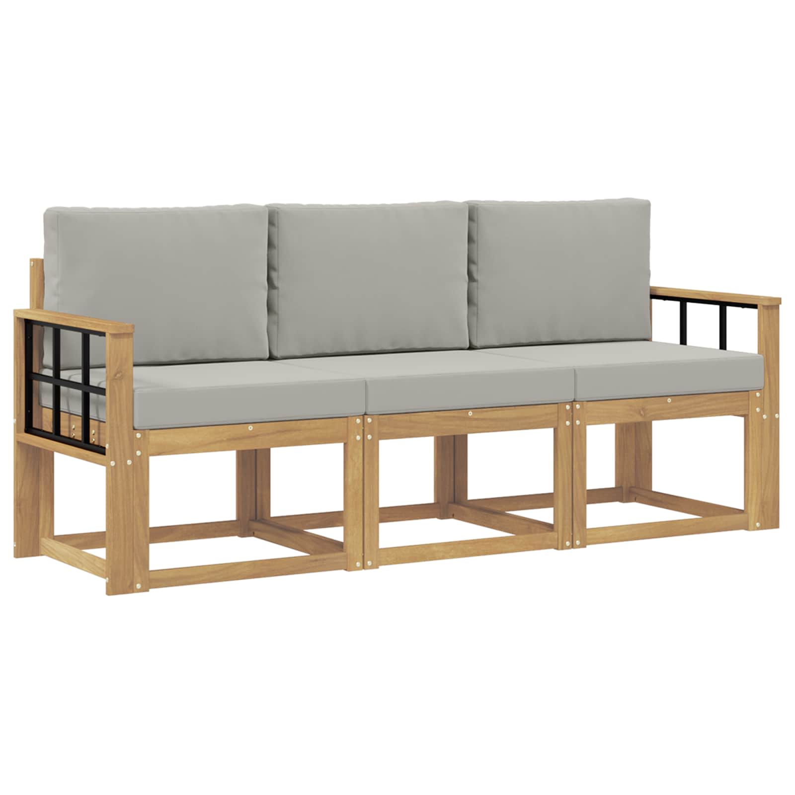 Outdoor-Sofagarnitur 3 pcs Weiß und Hellgrau 189,5 x 63 x 73 cm