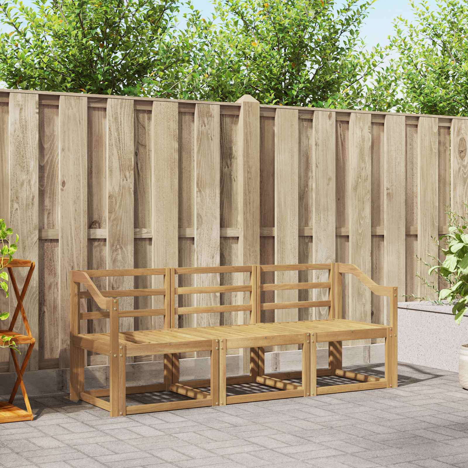 Outdoor-Sofagarnitur 3 pcs Weiß 185,5 x 63 x 73 cm