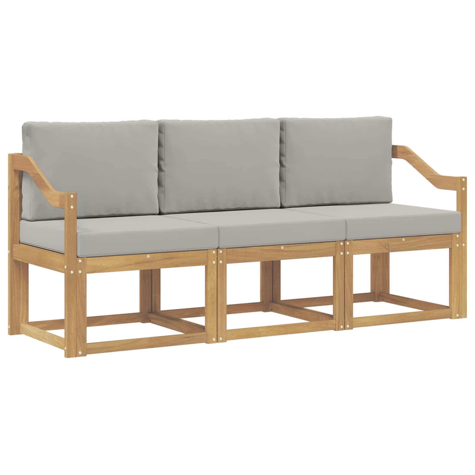 Outdoor-Sofagarnitur 3 pcs Weiß und Hellgrau 185,5 x 63 x 73 cm