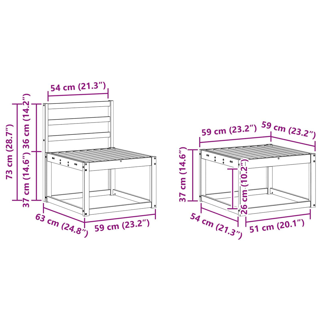 Outdoor-Sofagarnitur 5 pcs Weiß 59 x 59 x 37 cm