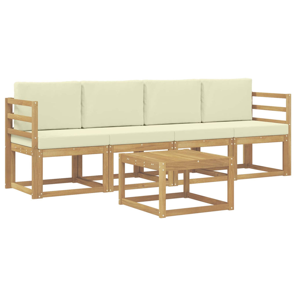 Outdoor-Sofagarnitur mit Kissen 5 pcs Weiß und Creme