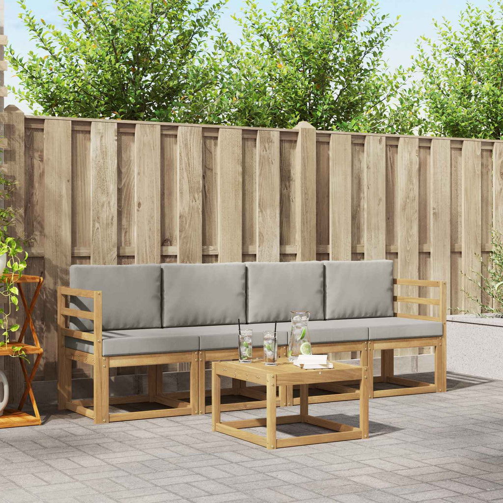 Outdoor-Sofagarnitur 5 pcs Weiß und Hellgrau 59 x 59 x 37 cm