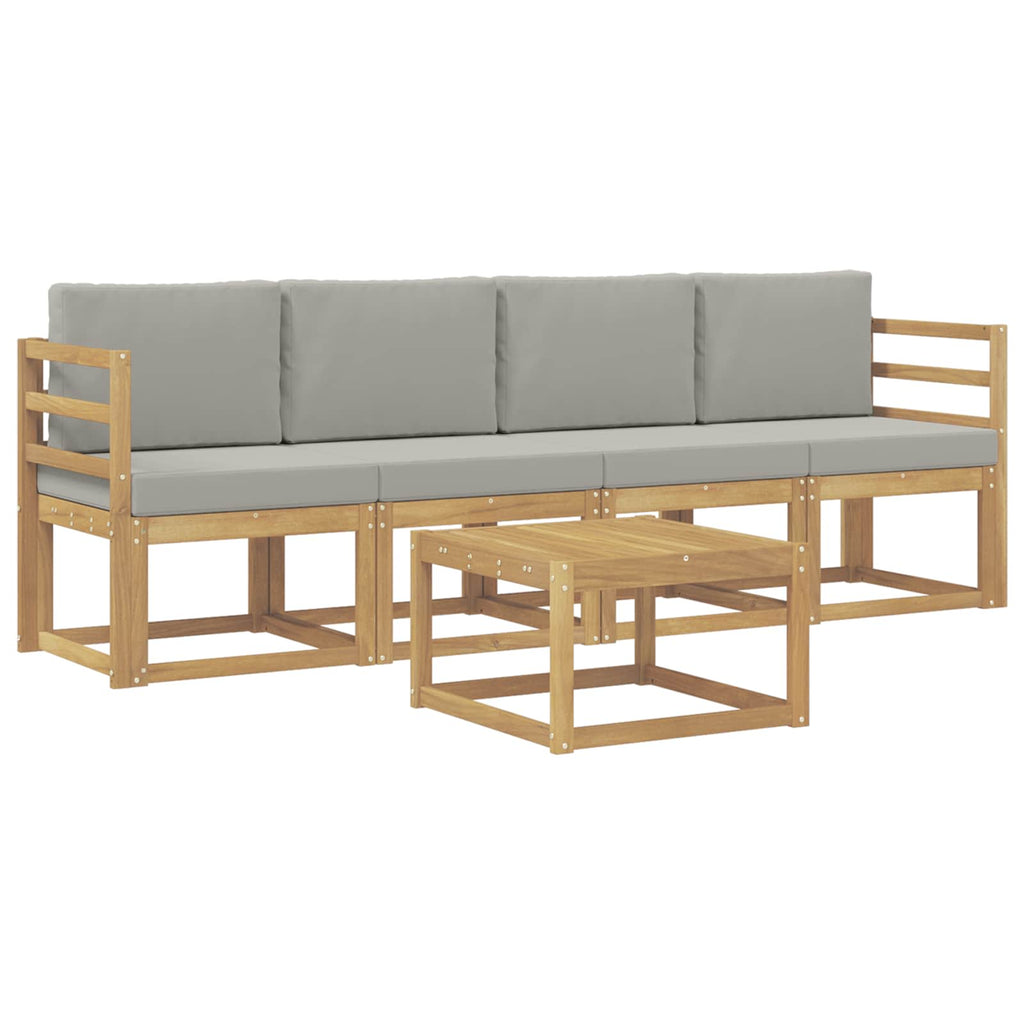 Outdoor-Sofagarnitur 5 pcs Weiß und Hellgrau 59 x 59 x 37 cm
