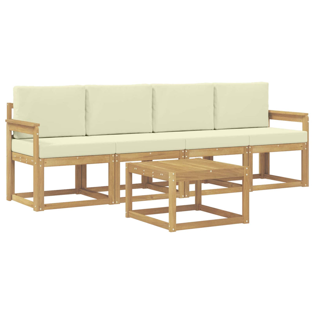 Outdoor-Sofagarnitur mit Kissen 5 pcs Weiß und Creme