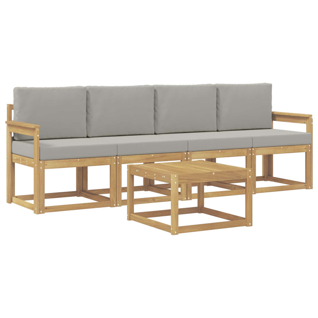 Outdoor-Sofagarnitur 5 pcs Weiß und Hellgrau 59 x 59 x 37 cm