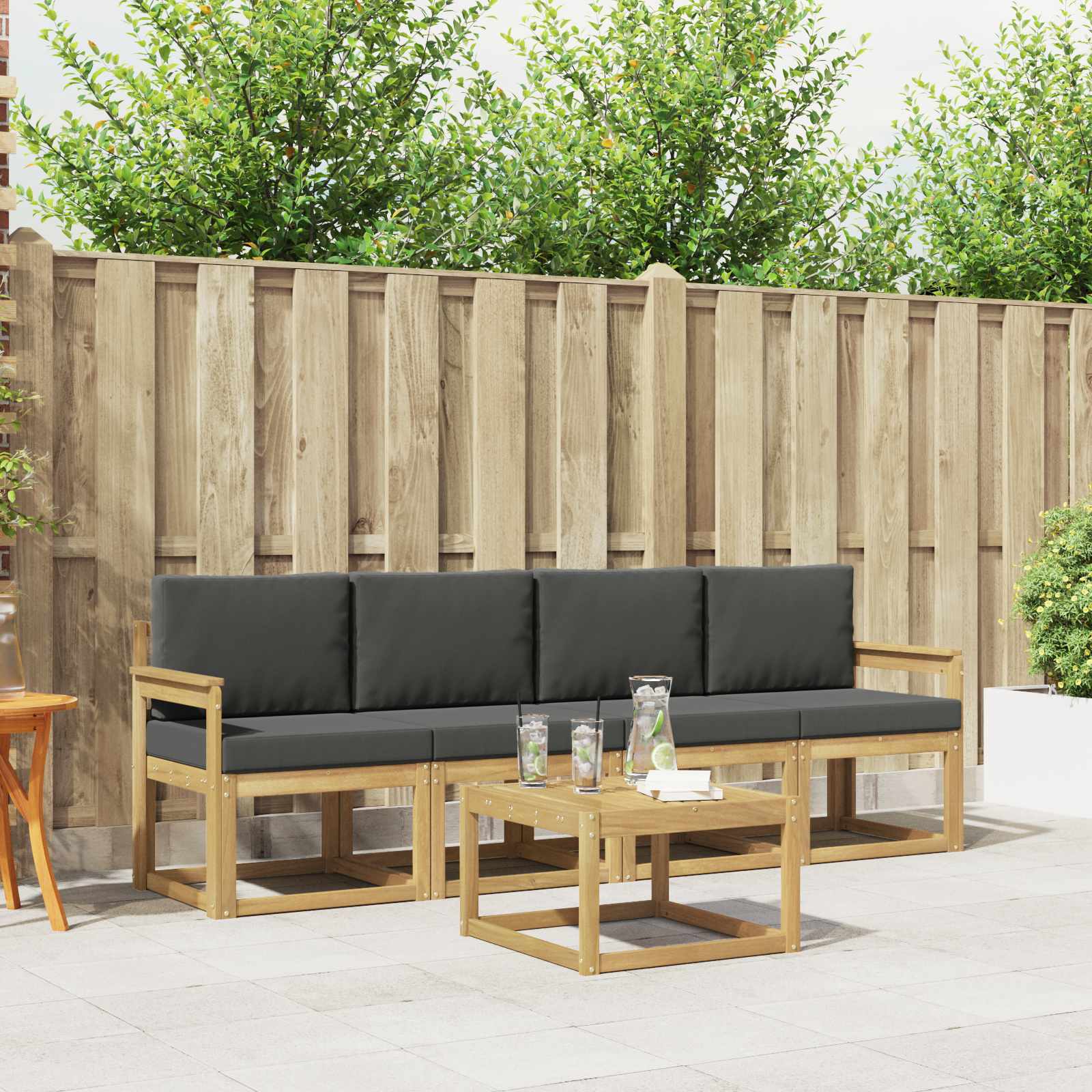Outdoor-Sofagarnitur mit Kissen 5 pcs Weiß und Anthrazit