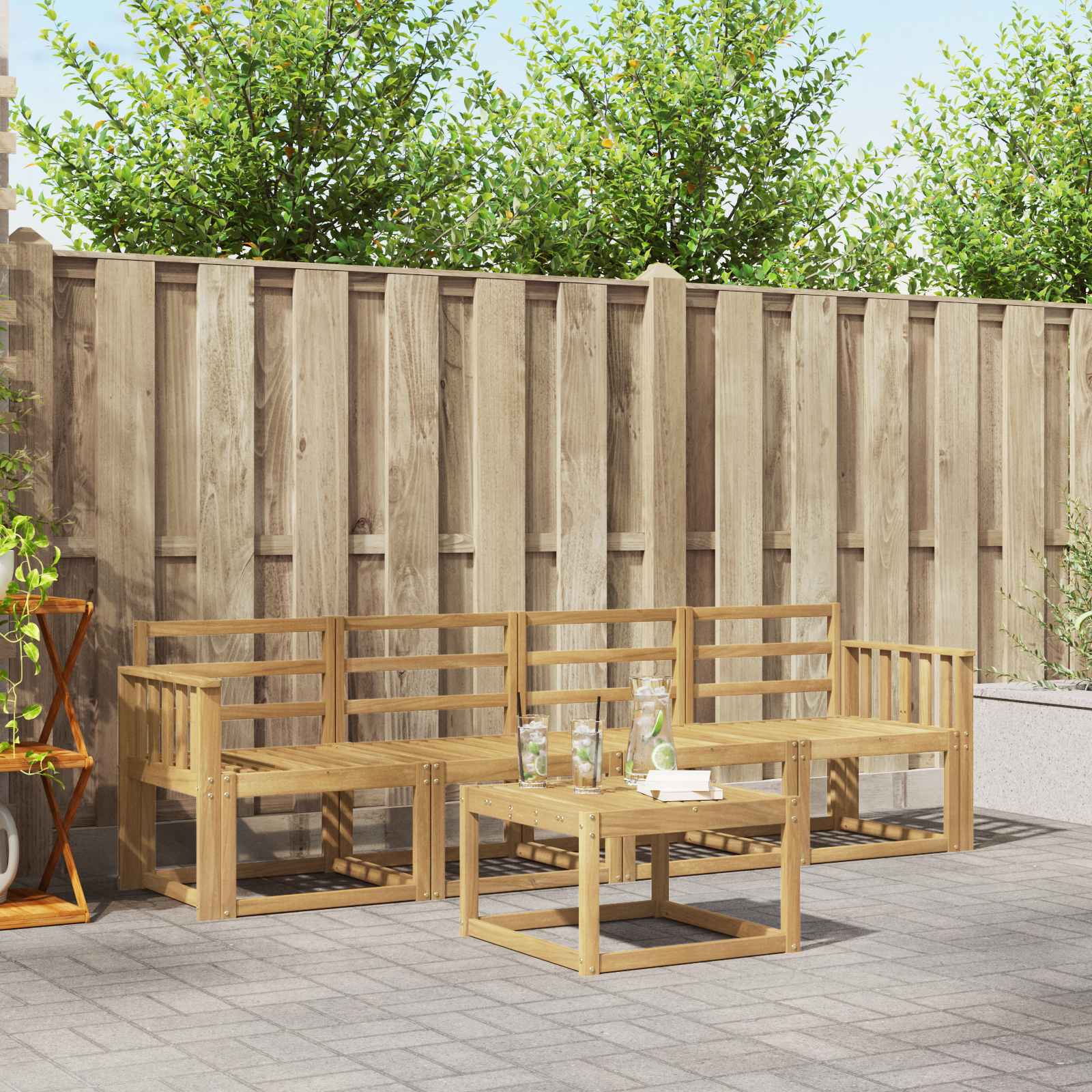 Outdoor-Sofagarnitur 5 pcs Weiß 59 x 59 x 37 cm