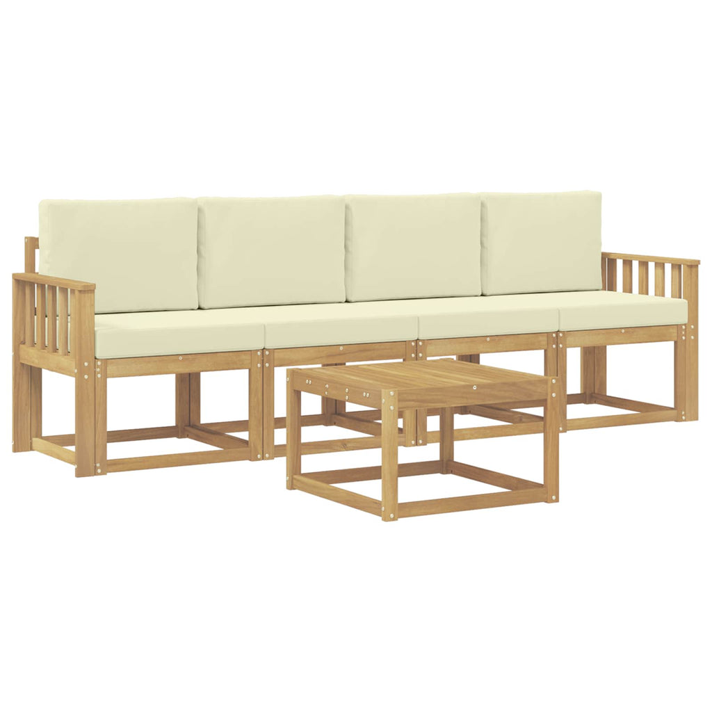 Outdoor-Sofagarnitur mit Kissen 5 pcs Weiß und Creme
