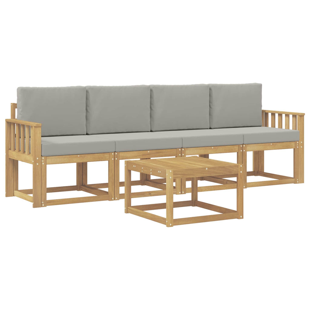 Outdoor-Sofagarnitur 5 pcs Weiß und Hellgrau 59 x 59 x 37 cm